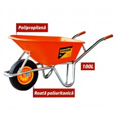 Roabă 100L cu roată poliuritanică EuromasterMD WB6415PU