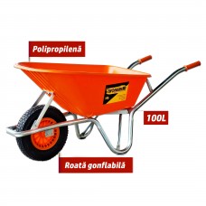 Roabă 100L, cu roată gonflabilă. EuromasterMD WB6415P