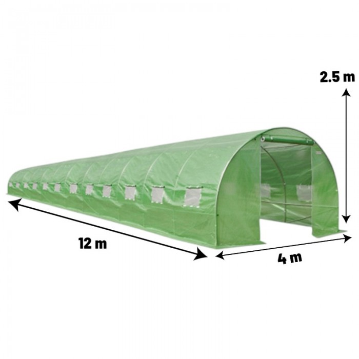 Seră pentru grădină Demetra 12×4×2.5 m, 240 g/m², țeavă 32 mm