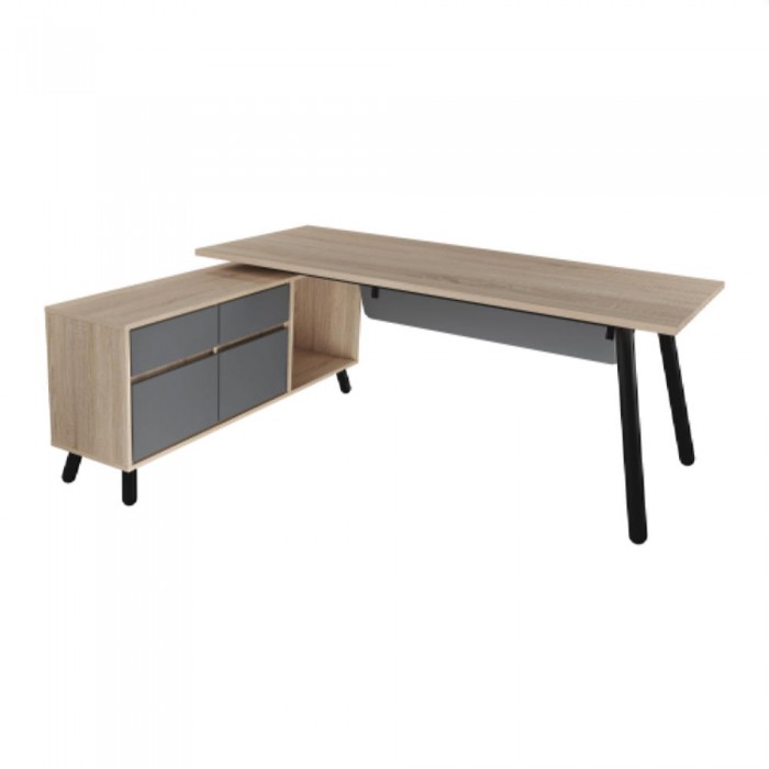 Настольный стол со встроенным ящиком слева Deco Fusion 2000x800-1550x400 – Столы офисные