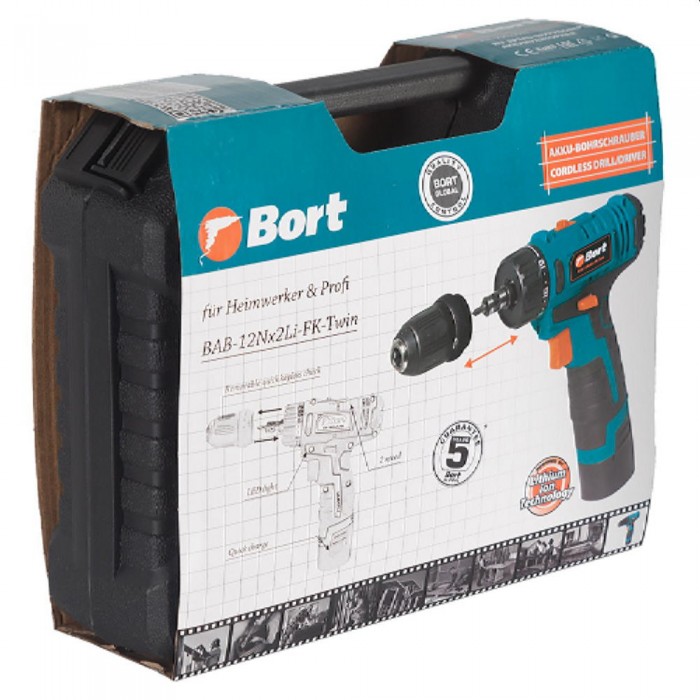 Mașină de găurit/șurubelniță fără fir Bort BAB-12NX2LI-FK-TWIN – Șurubelnițe