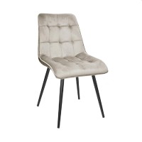 Scaun decorativ Capella din catifea bej, HLR7, cu picioare negre