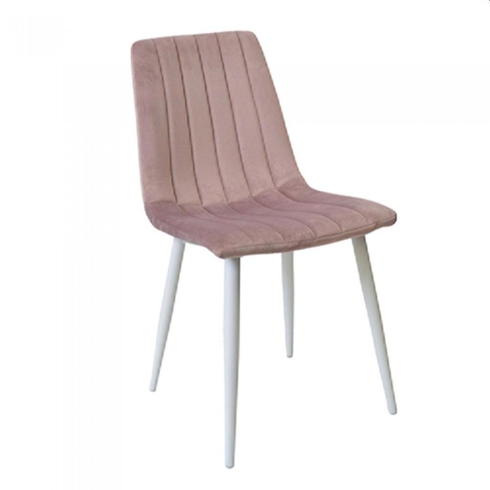 Scaun Deco DC-90P N25 catifea pudră + picioare albe – Scaune
