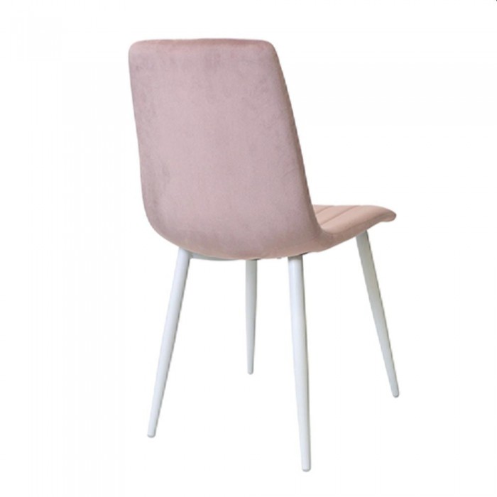 Scaun Deco DC-90P N25 catifea pudră + picioare albe – Scaune