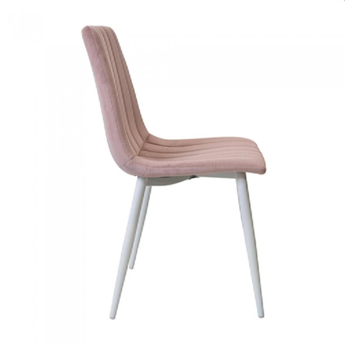 Scaun Deco DC-90P N25 catifea pudră + picioare albe – Scaune