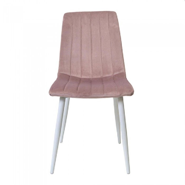 Scaun Deco DC-90P N25 catifea pudră + picioare albe – Scaune
