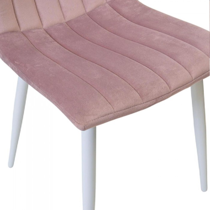 Scaun Deco DC-90P N25 catifea pudră + picioare albe – Scaune