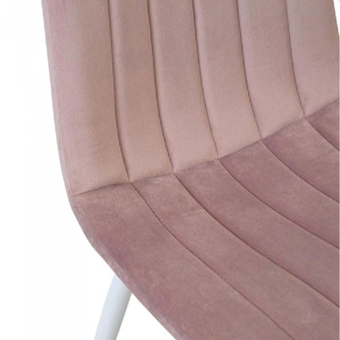 Scaun Deco DC-90P N25 catifea pudră + picioare albe – Scaune