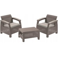 Set masă și scaune de grădină Keter Corfu Weekend Cappuccino-Sand (227630)