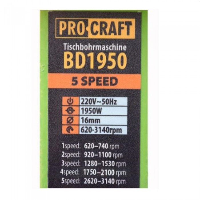 Станок сверлильный с колонкой Procraft BD1950 – Настольные сверлильные станки