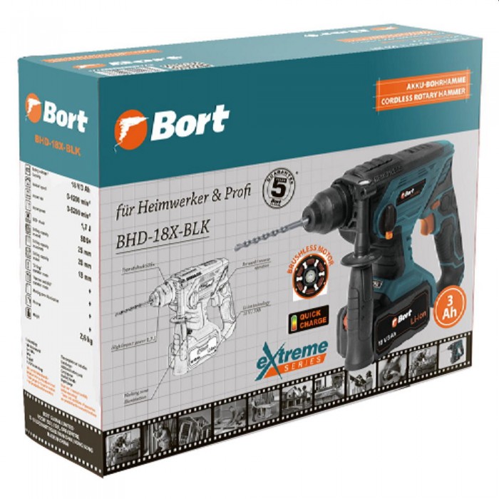 Перфоратор-дрель на аккумуляторе Bort BHD-18X-BLK – Перфораторы