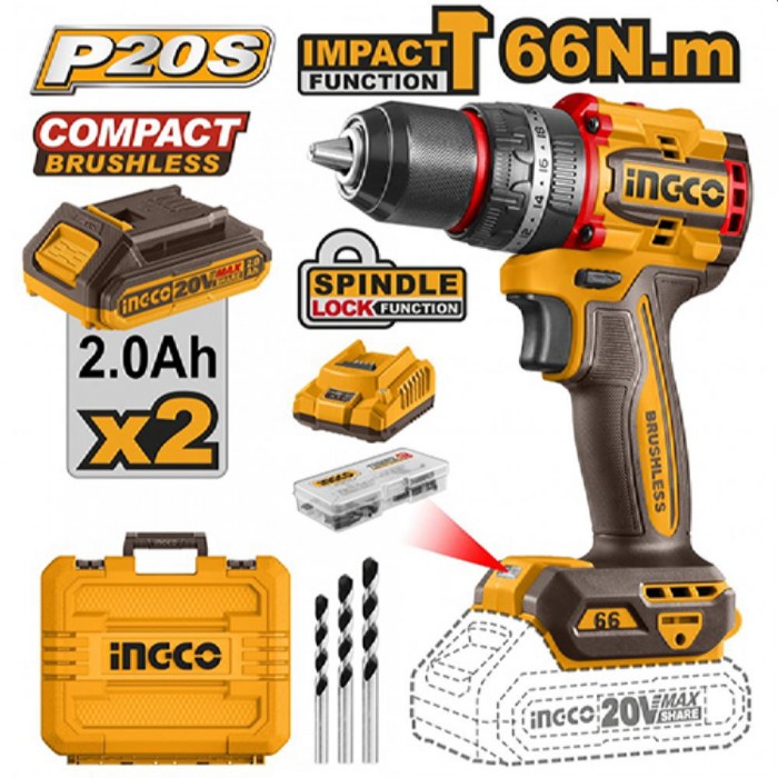 Mașină de găurit/șurubelniță cu impact fără fir Ingco CIDLI20668 – Șurubelnițe