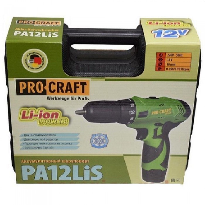 Шуруповерт акумуляторний Procraft PA12 LiS – Шуруповерты