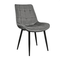Scaun decorativ Hans HLR21 din catifea gri închis cu picioare negre