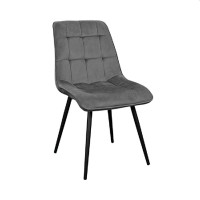 Scaun decorativ Capella Velvet gri închis, HLR21, cu picioare negre.
