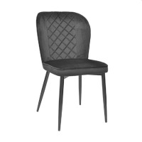 Scaun decorativ Tusk Velvet, negru, HLR66, cu picioare negre