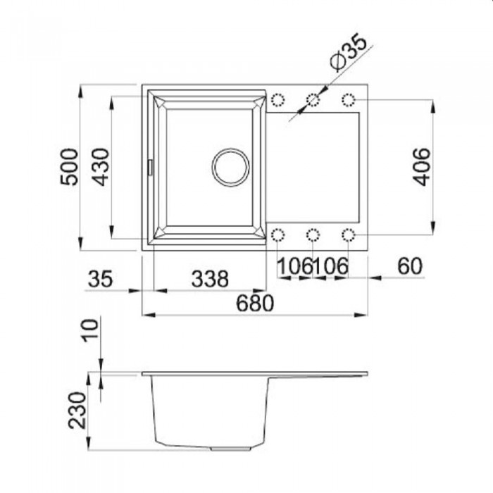 Раковина кухонная Elleci Easy 135 62 Bianco Antica (LGY13562) – Мойки кухонные