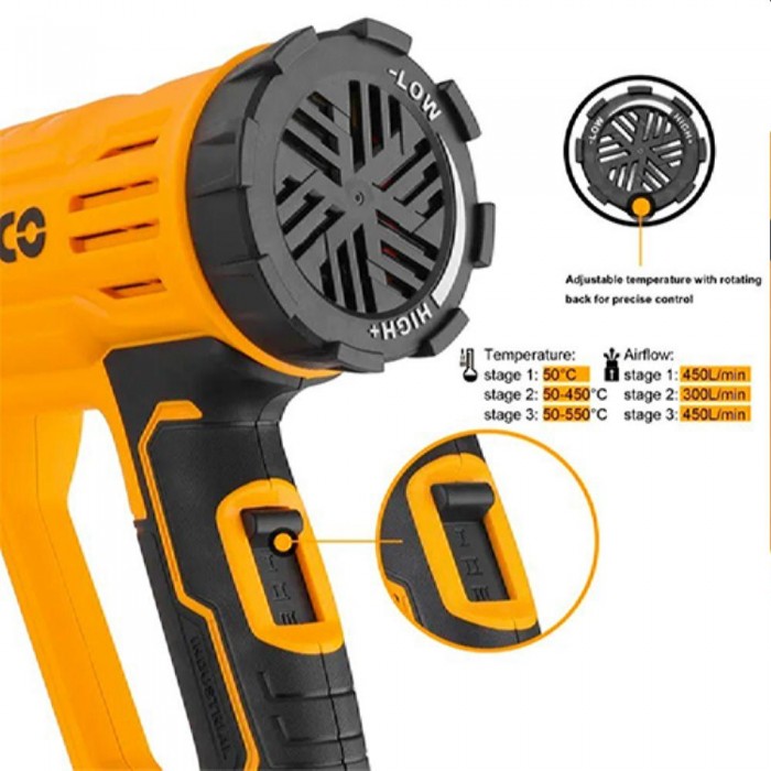 Строительный фен Ingco HG200047 – Фены строительные