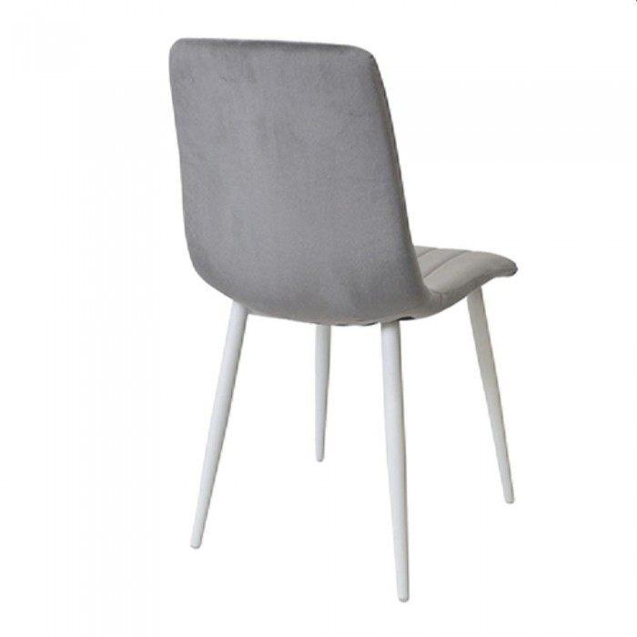 Scaun Deco DC-90P N20 din catifea, gri închis, cu picioare albe – Scaune