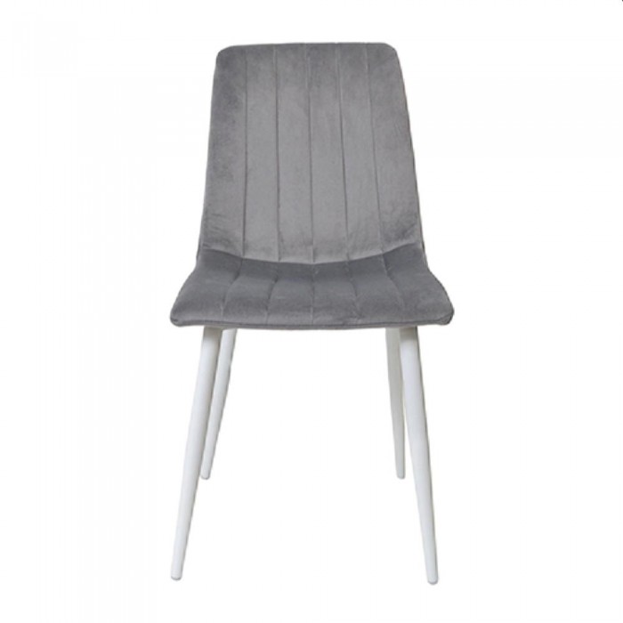 Scaun Deco DC-90P N20 din catifea, gri închis, cu picioare albe – Scaune