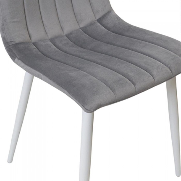 Scaun Deco DC-90P N20 din catifea, gri închis, cu picioare albe – Scaune