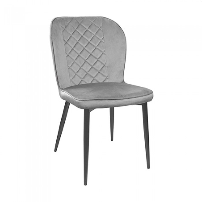 Scaun decorativ Tusk Velvet, gri, HLR14, cu picioare negre – Scaune