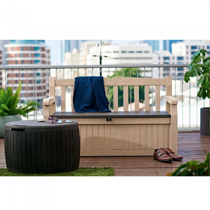 Скамейка садовая Keter Eden Garden Bench 265L Beige-Brown (230398) – Стулья садовые