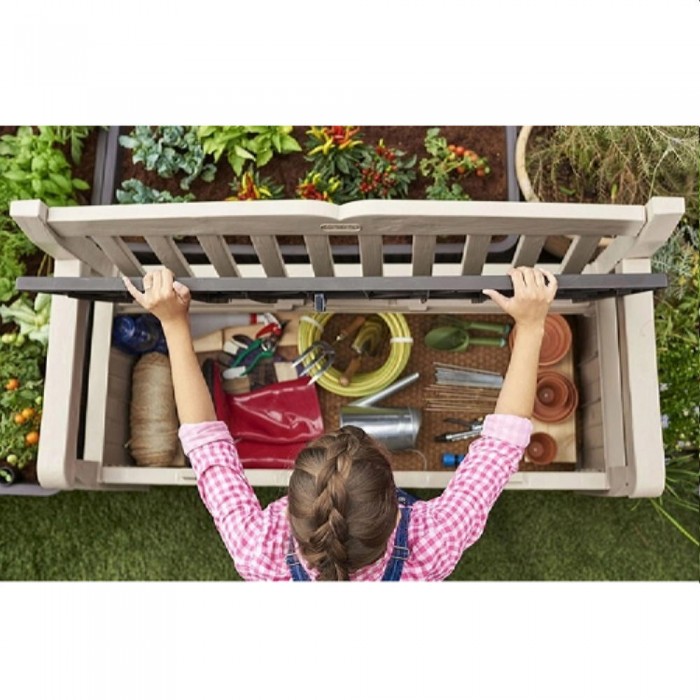 Скамейка садовая Keter Eden Garden Bench 265L Beige-Brown (230398) – Стулья садовые