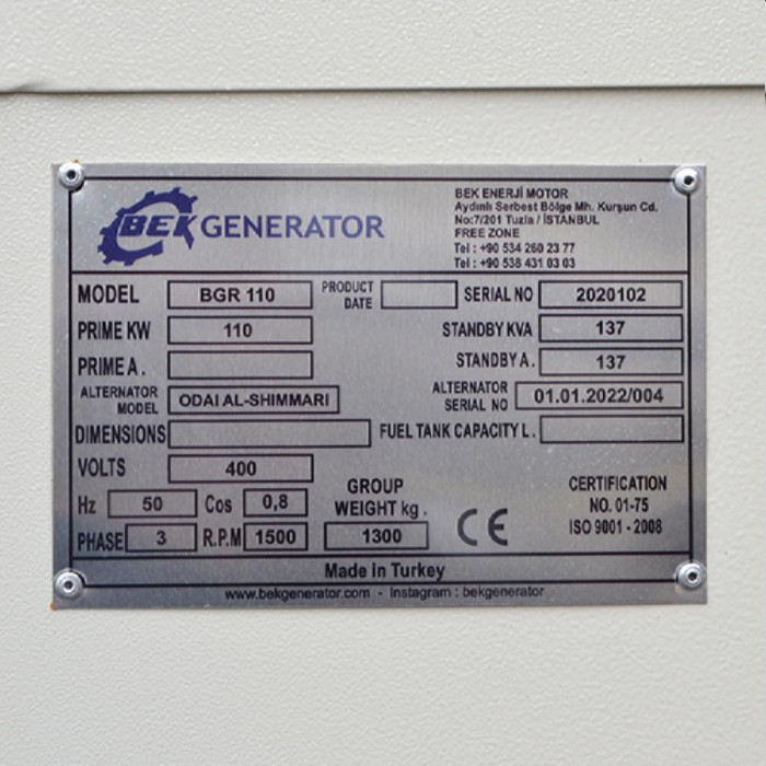 Генератор бензиновый Bek Enerji BGR110 – Генераторы