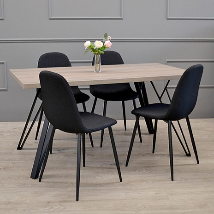 Scaun Deco C-710, negru denim, picioare negre – Scaune