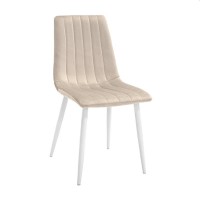 Scaun decorativ DC-90P N7 Cappuccino de catifea + picioare albe