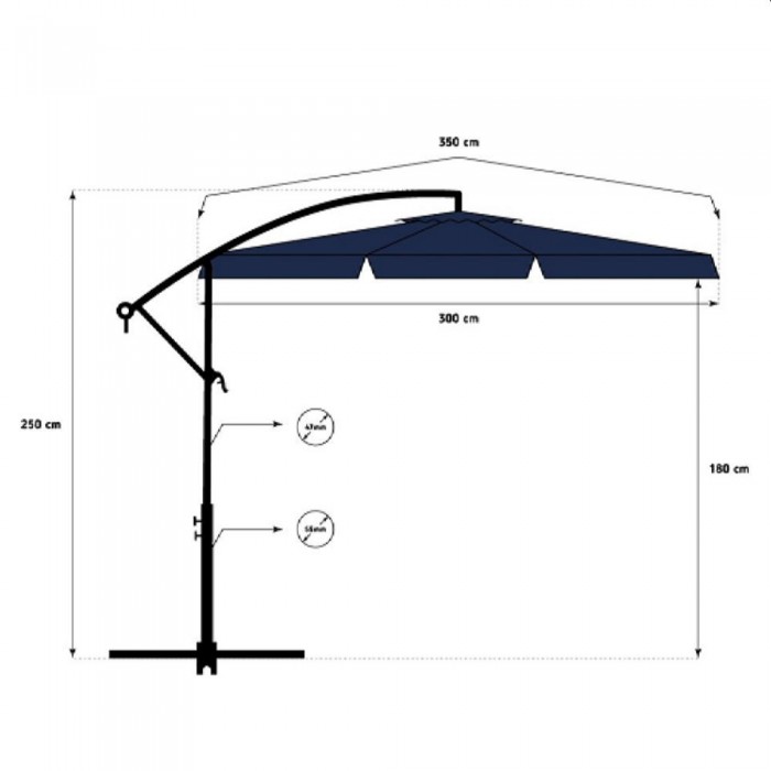 Umbrelă FunFit 300cm albastră (82) – Umbrele și accesorii
