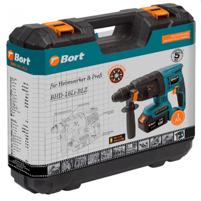 Перфоратор-дрель на аккумуляторе Bort BHD-18Li-BLZ – Перфораторы